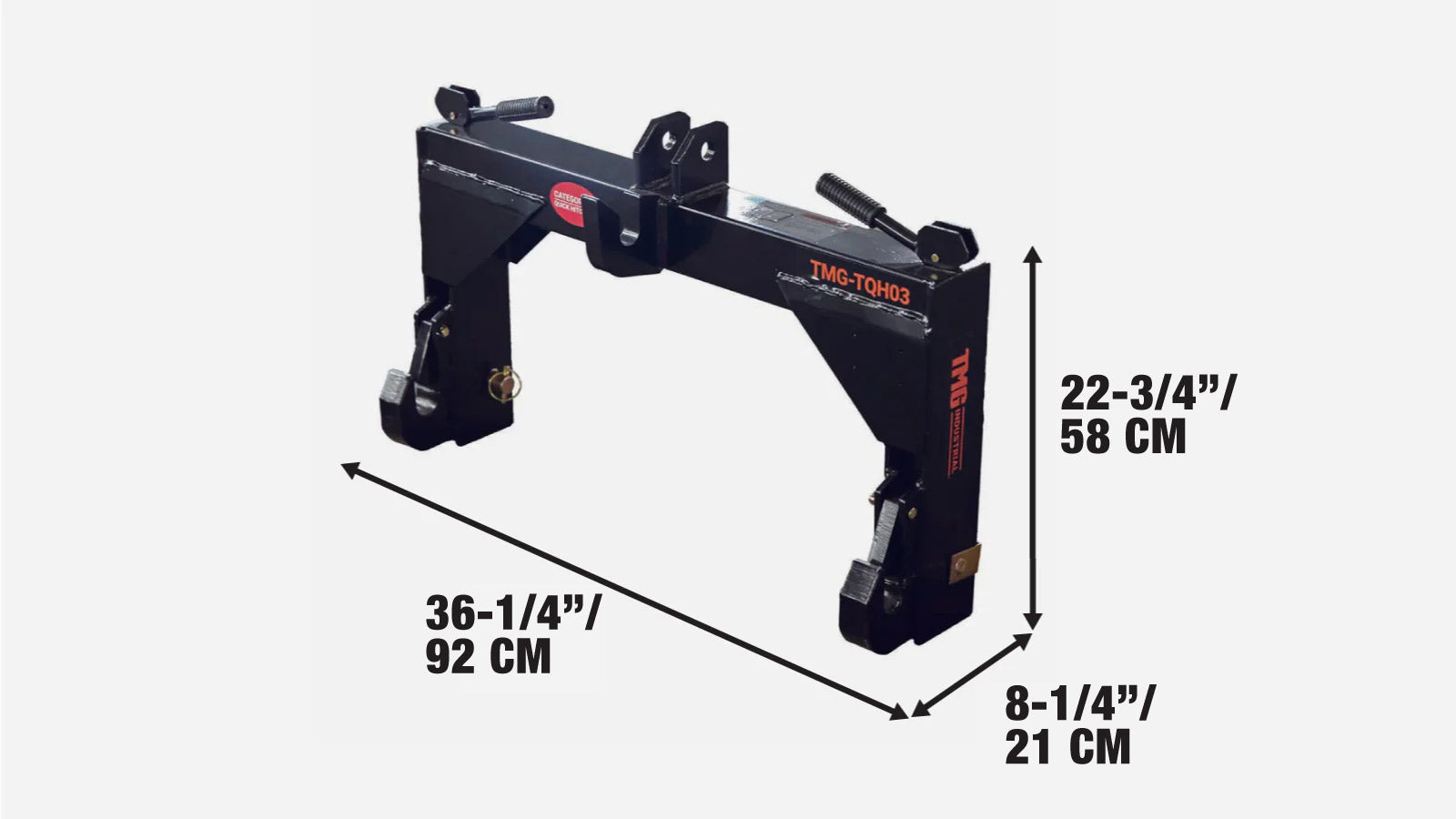 Tractor 3-Point Quick Hitch Adapter, 1633 kg (3600 lb) Capacity, Category 2 Hook-Up, TMG-TQH03-specifications-image
