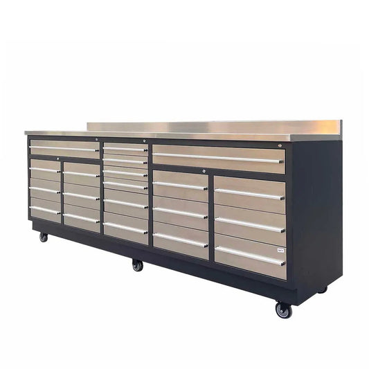 2.8m Workbench with Stainless Steel Benchtop and 20 Stainless Steel Drawers, TMG-WB921S