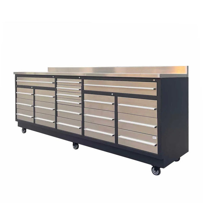 2.8m Workbench with Stainless Steel Benchtop and 20 Stainless Steel Drawers, TMG-WB921S TMG Industrial