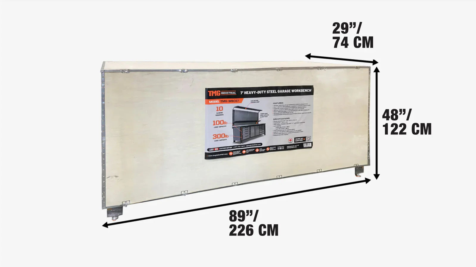 2.2m Commercial-Grade Workbench with Pegboard & Stainless Benchtop, TMG-WBC07-shipping-info-image