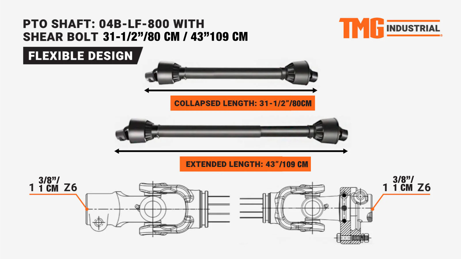 Sub-Compact PTO Woodchipper, 10 cm (4″) Chipping Capacity, 3-Point Hitch, 540 RPM PTO Shaft, TMG-WC42 -specifications-image