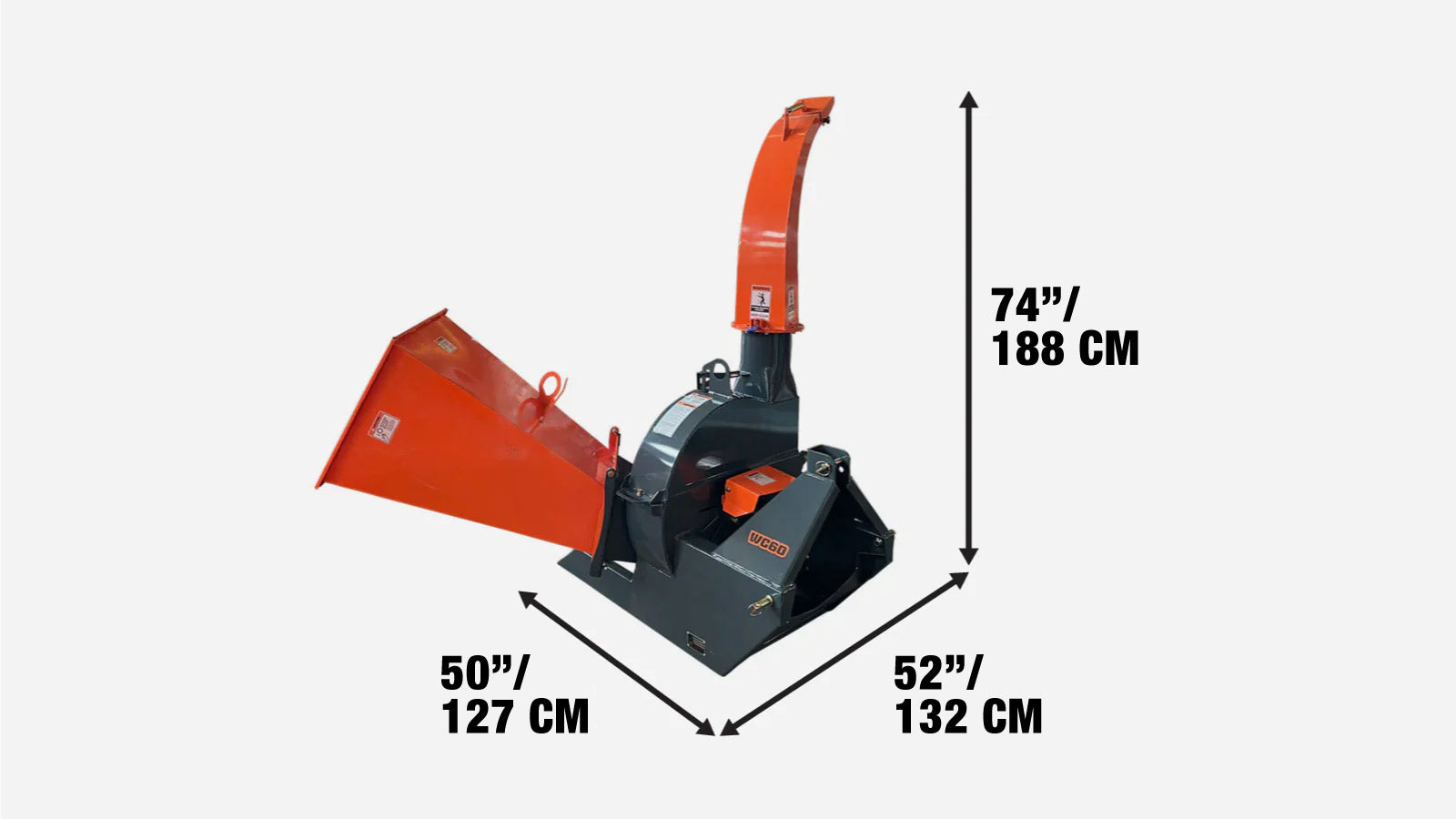 3-Point Hitch Wood Chipper, 150 mm (6″)  Capacity, 360° Swiveling Chute, TMG-WC60-specifications-image