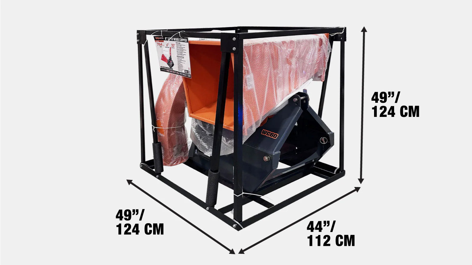 3-Point Hitch Wood Chipper, 150 mm (6″)  Capacity, 360° Swiveling Chute, TMG-WC60-shipping-info-image