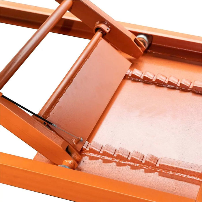 TMG Industrial 1500-lb Portable Motorcycle/ATV Scissor Lift, 48” Work Platform, Side Extensions, Foot Pedal Air Pump, Front-wheel vise grip, TMG-1500PML