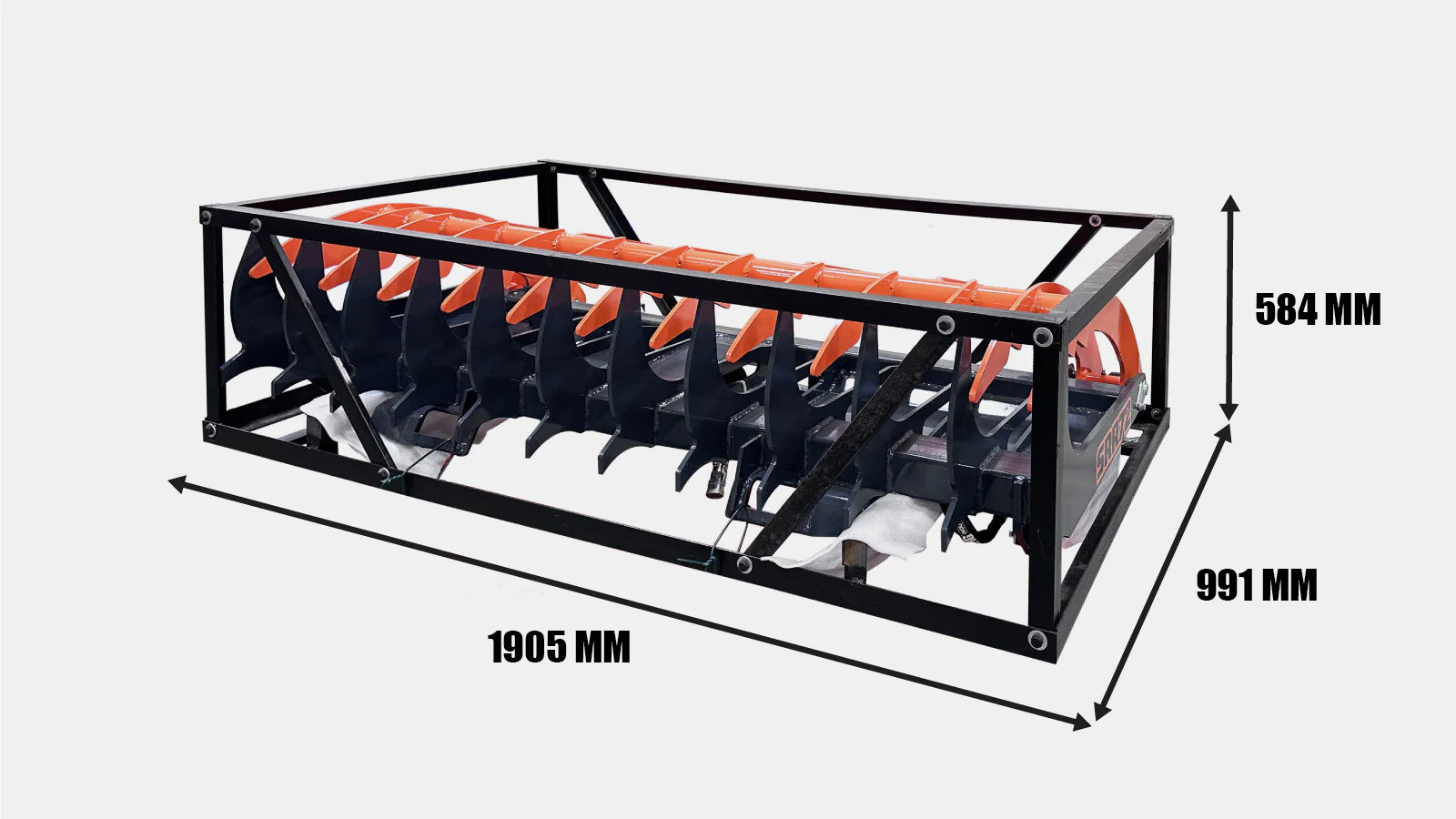 Skid Steer Skeleton Root Rake Grapple, 1180 kg Grapple Capacity, Twin Cylinders TMG-SRR72-shipping-info-image